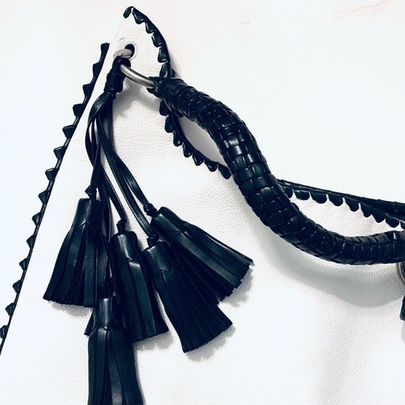 ANTHONY LUCIANO Authentic Leather 
Custom Made Hand Bag, Large White/Black - Picture 9 of 14